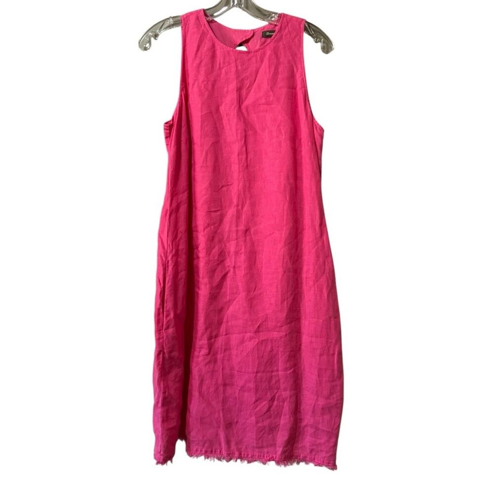 Tommy Bahama Dress Women S Pink Linen Fringe Hem‎ Sleeveless Shift Beach Resort